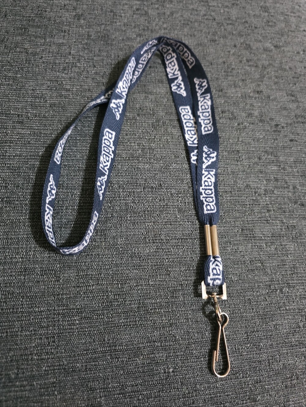 Kappa Navy and White Logo Lanyard with Metal Clip